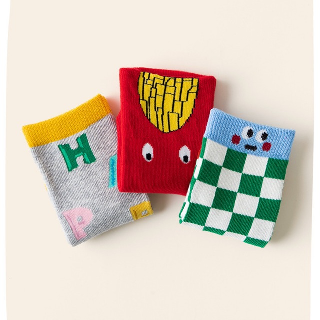 【即納】ハンバーガーのクルーソックス 5足セット