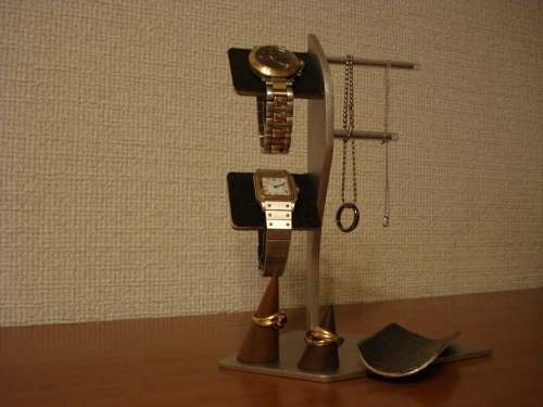 腕時計スタンド ブラックアクセサリースタンド 指輪スタンド付き(未固定) No.120126