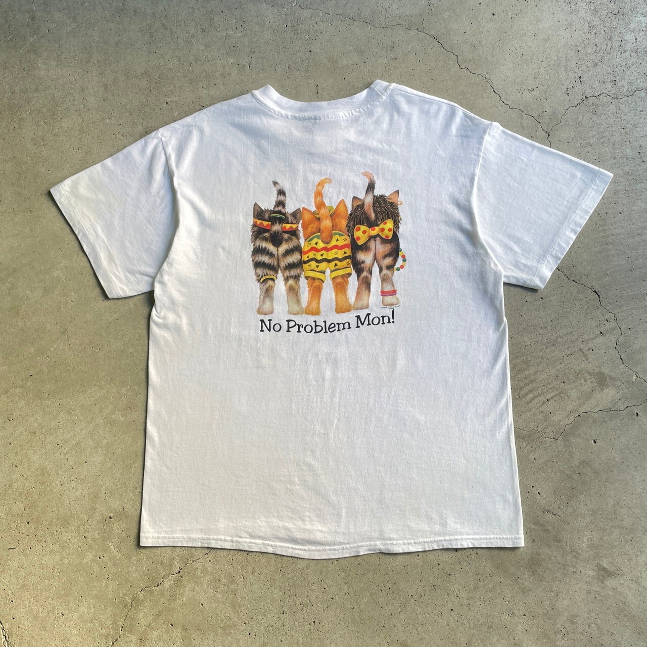 90年代 WILD SIDE 猫 レゲエ アート アニマル プリントTシャツ メンズL 