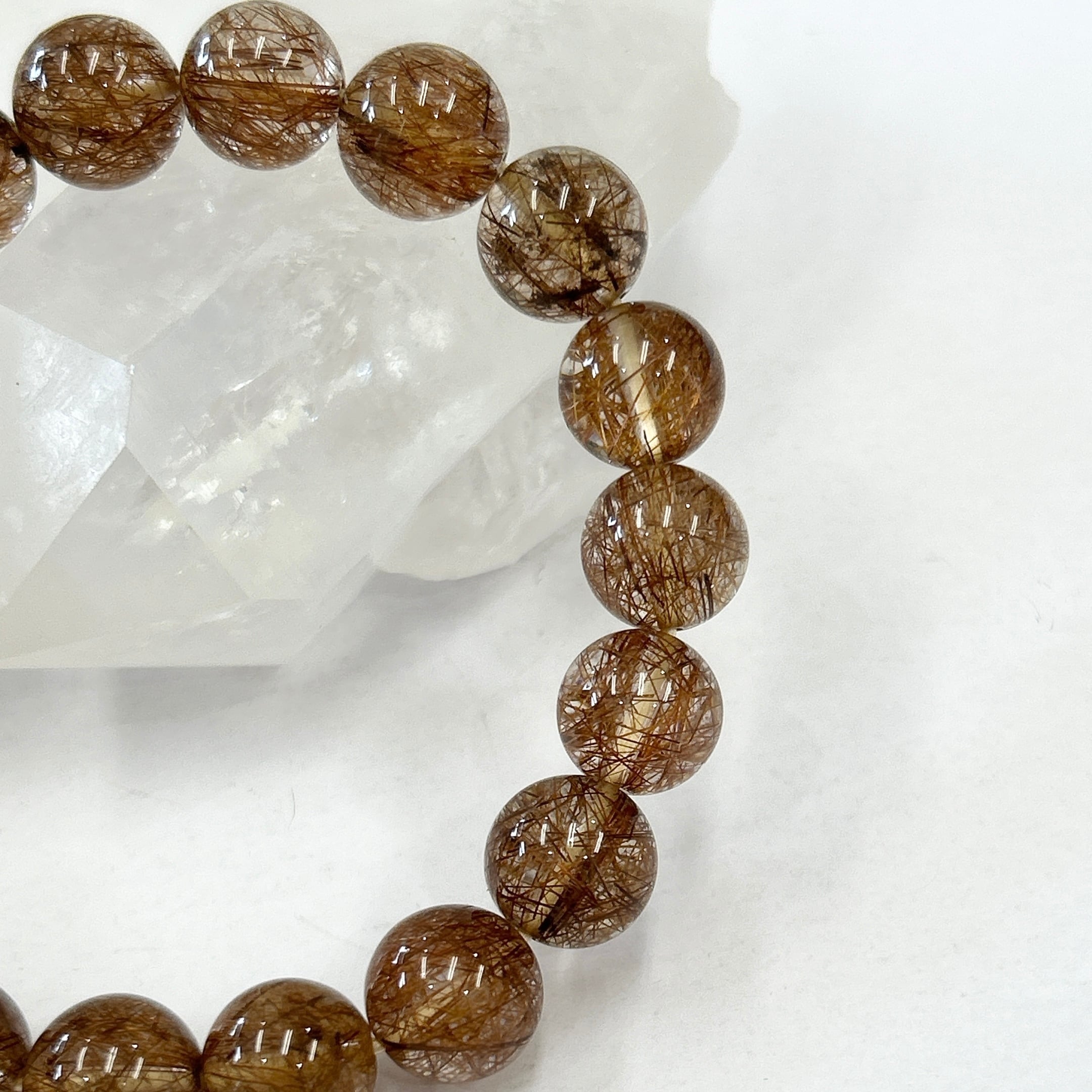 ブラウンルチル 13mm 天然石ブレスレット 極上品】ブラウンルチルブレスレット10ミリ♪天然石♪天然石