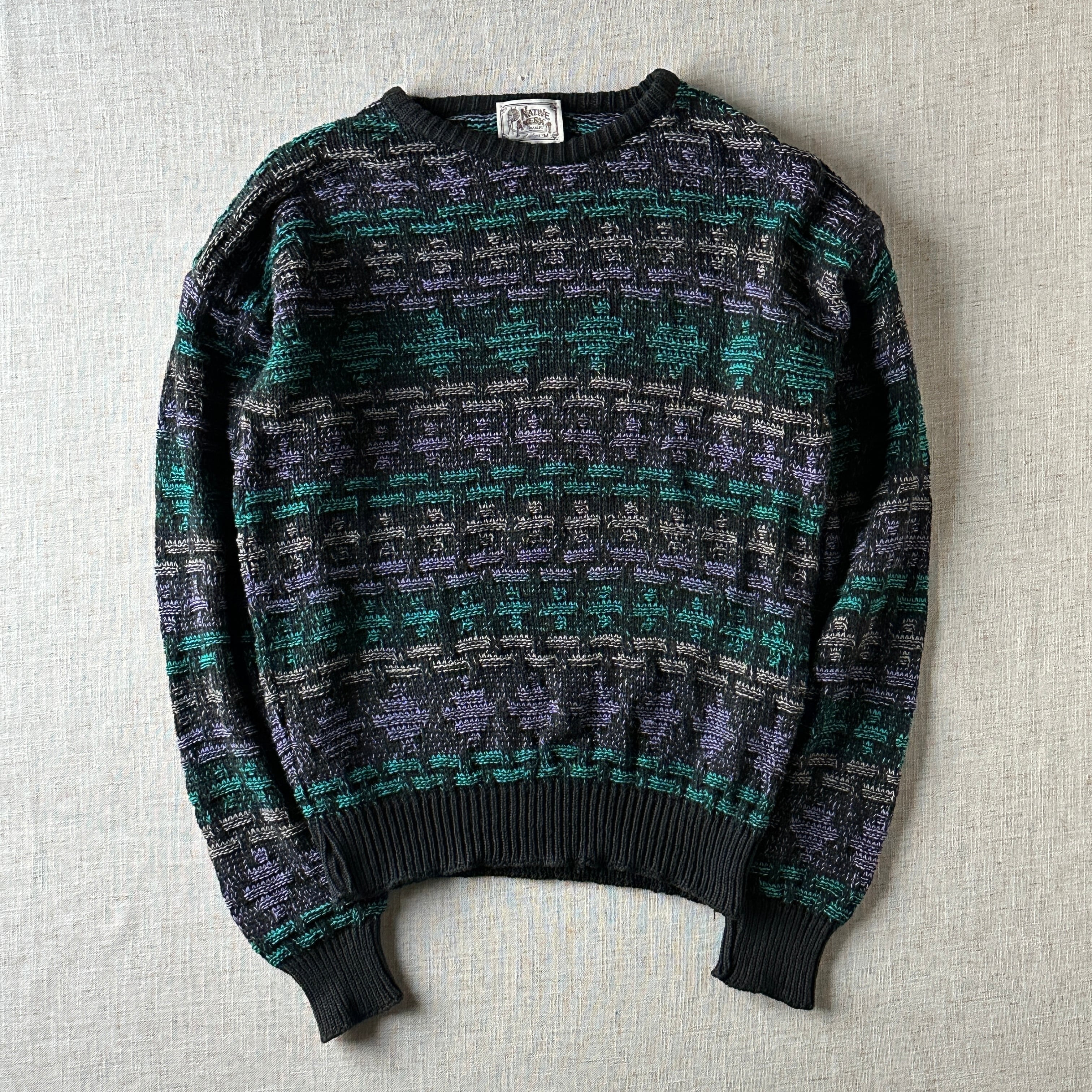 80s–90s USA Made Geometric Jacquard Knit / Unisex S-M