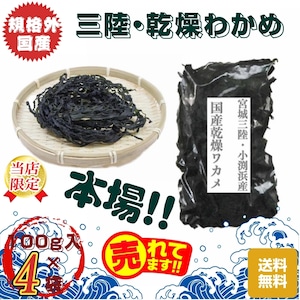 規格外　宮城・三陸小渕浜産　乾燥ワカメ　１００g /袋×４袋　送料無料