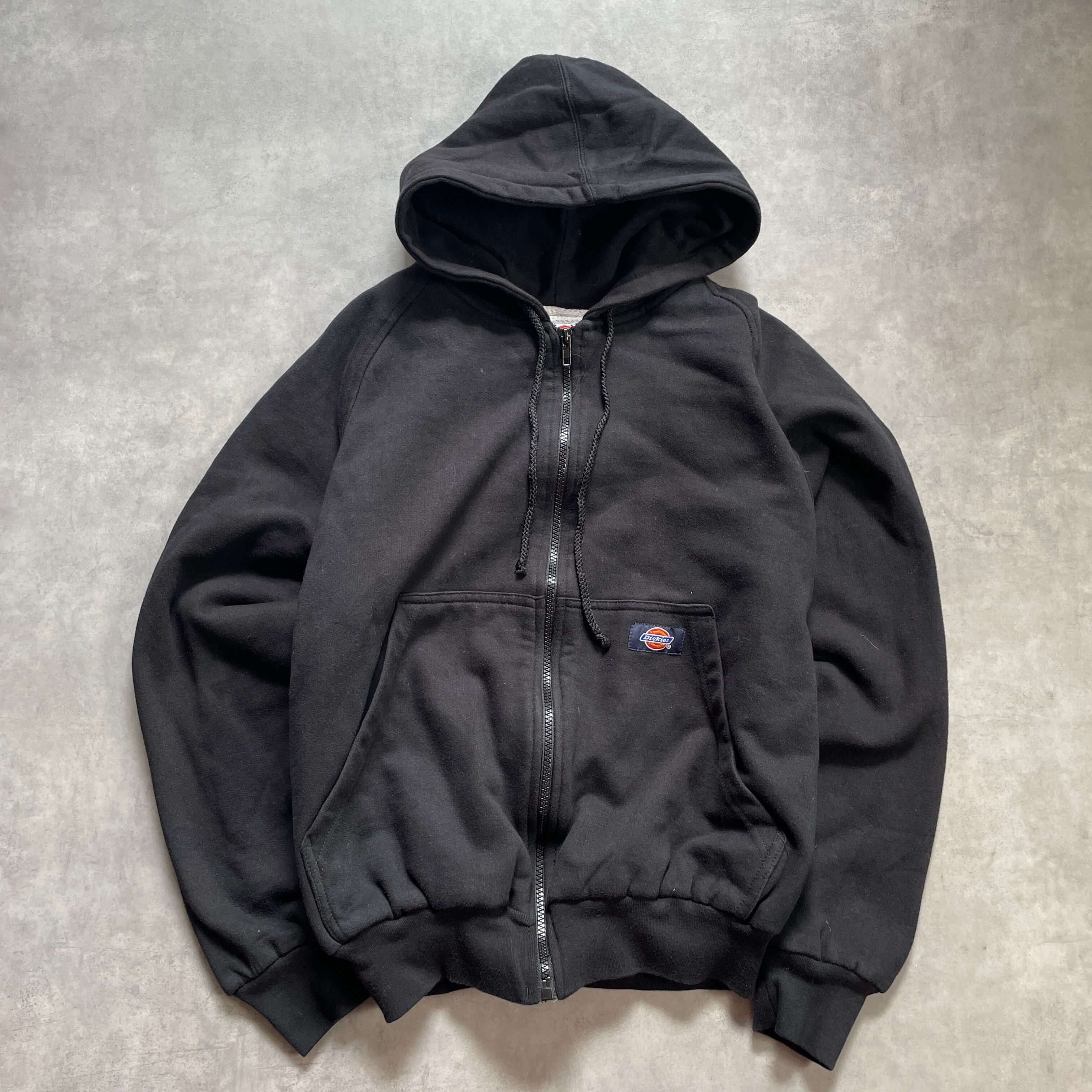 90s Dickies 裏サーマル ジップパーカー vintageフェード 黒色