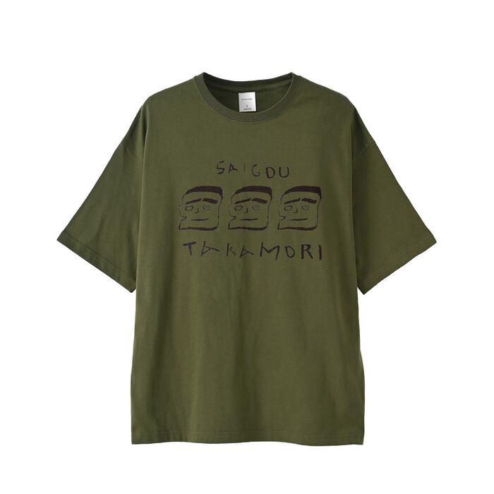 3人の西郷さんTシャツ（オリーブ） | hifumiyo artist.