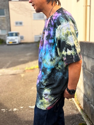 タイダイ Tie-dye Ｔシャツ  XXLサイズ ブラック×カラフル Hippies Dye HD26-54
