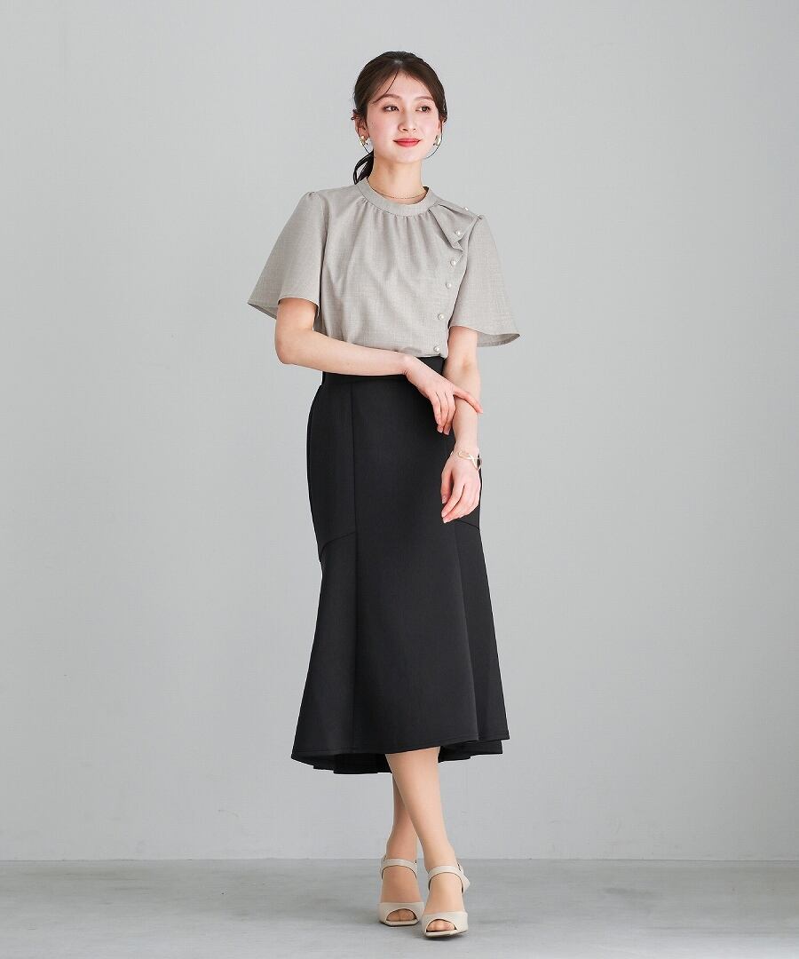 【極美品】CELFORD ペプラムパールジレ&アシメフリルブラウス2点セット 着るだけで華やぐ 】 サマーメランジクロス・アシメフリルパール