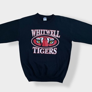 【GILDAN】メキシコ製  ホウィットウェル高校 WHITWELL TIGERS ロゴ スウェットシャツ トレーナー フットボール M 黒 MEXICO US古着