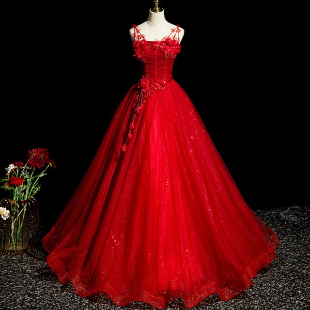 フラワーモチーフチュールAラインドレス CL0214