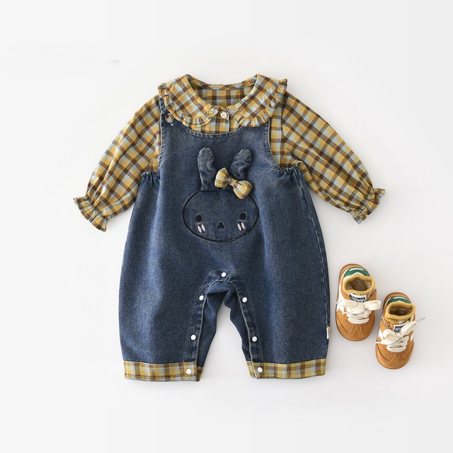 【BABY&KID】ウサギデニムサロペット