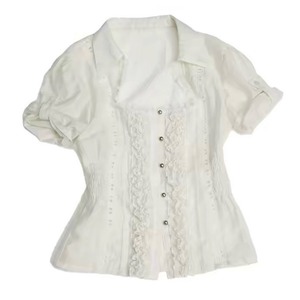 [DoublePunch] Square Collar Bubble Sleeve Lace Doll Shirt
