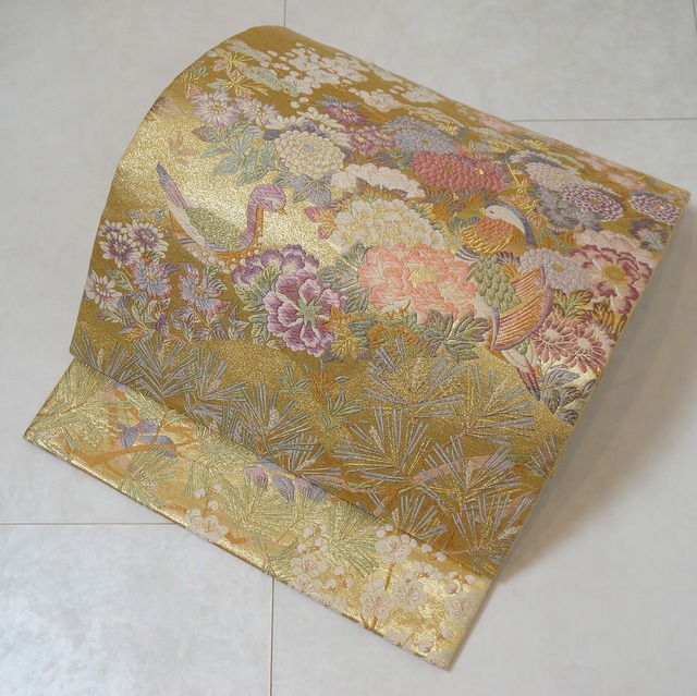 百花繚乱 鈴乃屋謹製 唐織り 袋帯 金糸 ゴールド 326 | kimono Re:和 