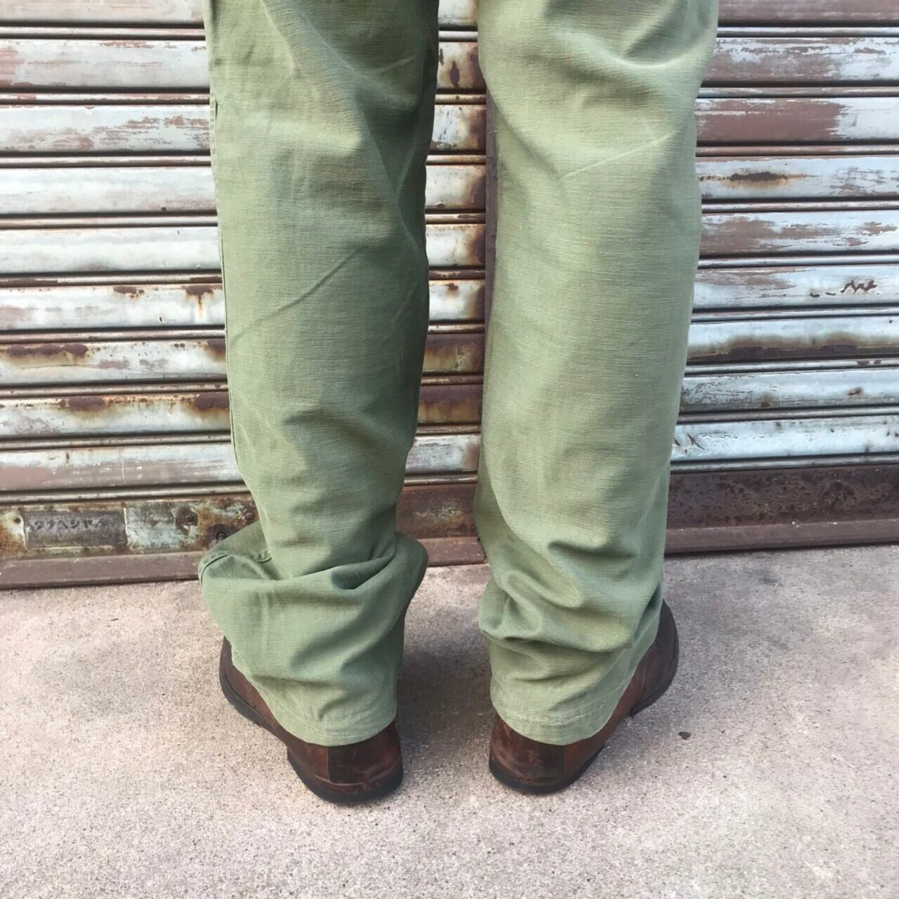 70s】実物 US.ARMY ベイカーパンツ OG107 コットンサテン