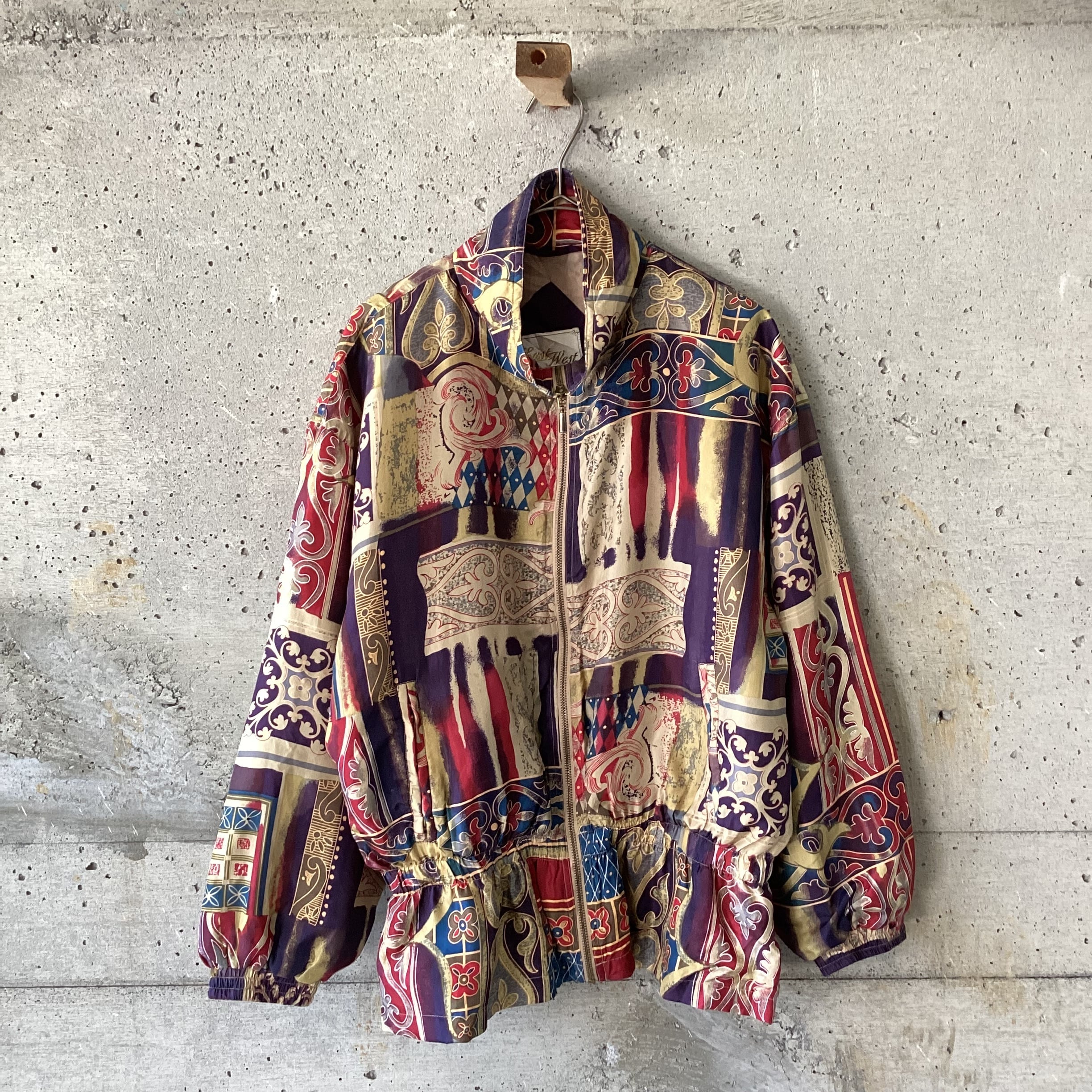 patterned silk blouson
