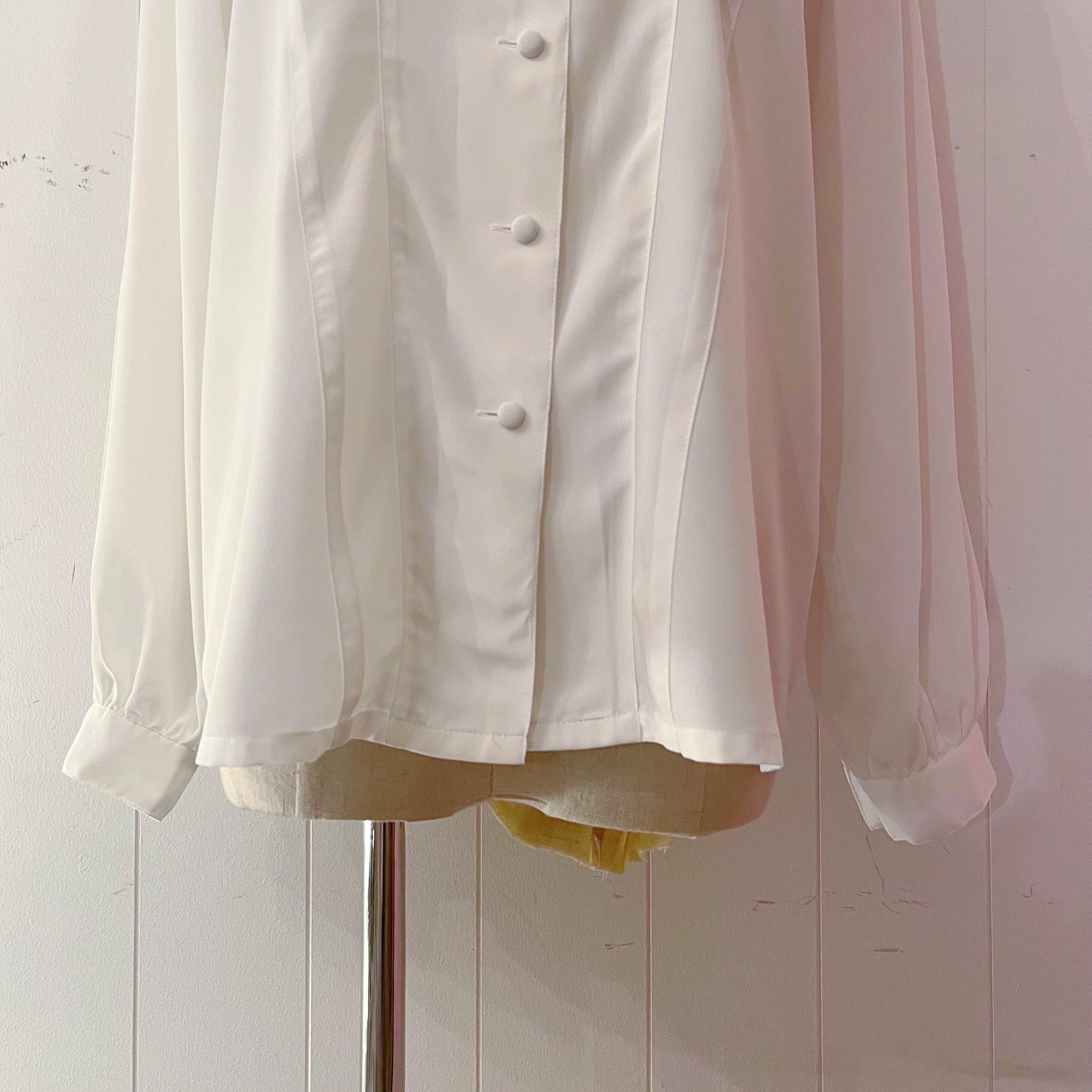 shoulder tuck white blouse