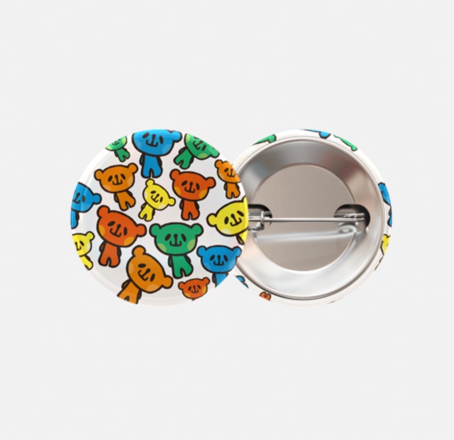 缶バッジ「ブラックおやまくましましまレッド」 | おやまくまのおみせ