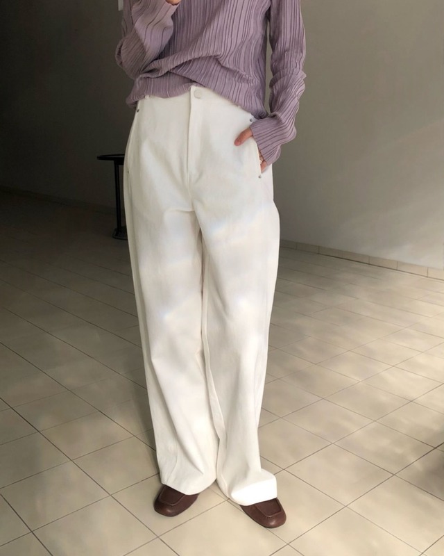 ハイウエストコットンワイドパンツ