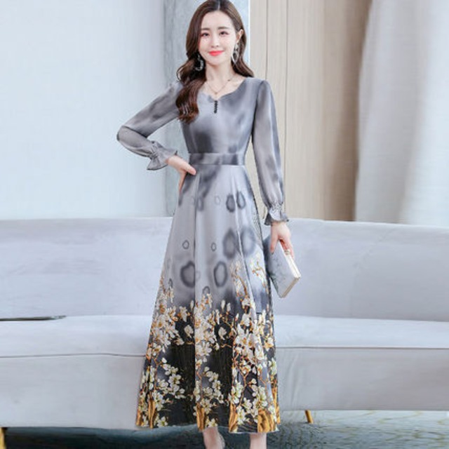 ワンピース レディース 送料無料 バイカラー フラワー ボタニカル フレアワンピースミイディアムワンピース 長袖 ハイウエスト ミモレ丈 Vネック 花柄  リラックス おしゃれ ロマンチック ガーリー キュート かわいい こなれ感 スタイル 小顔見せ 着痩せ 体形カバー インスタ トレンド きれいめ エレガント ギャザー シャーリング フレア  大人かわいい 上品 ブラック アイボリー キャメル リゾート 旅行 シフォン ドール  お人形 ふんわり パフスリーブ  デート お出かけ カジュアルドレス