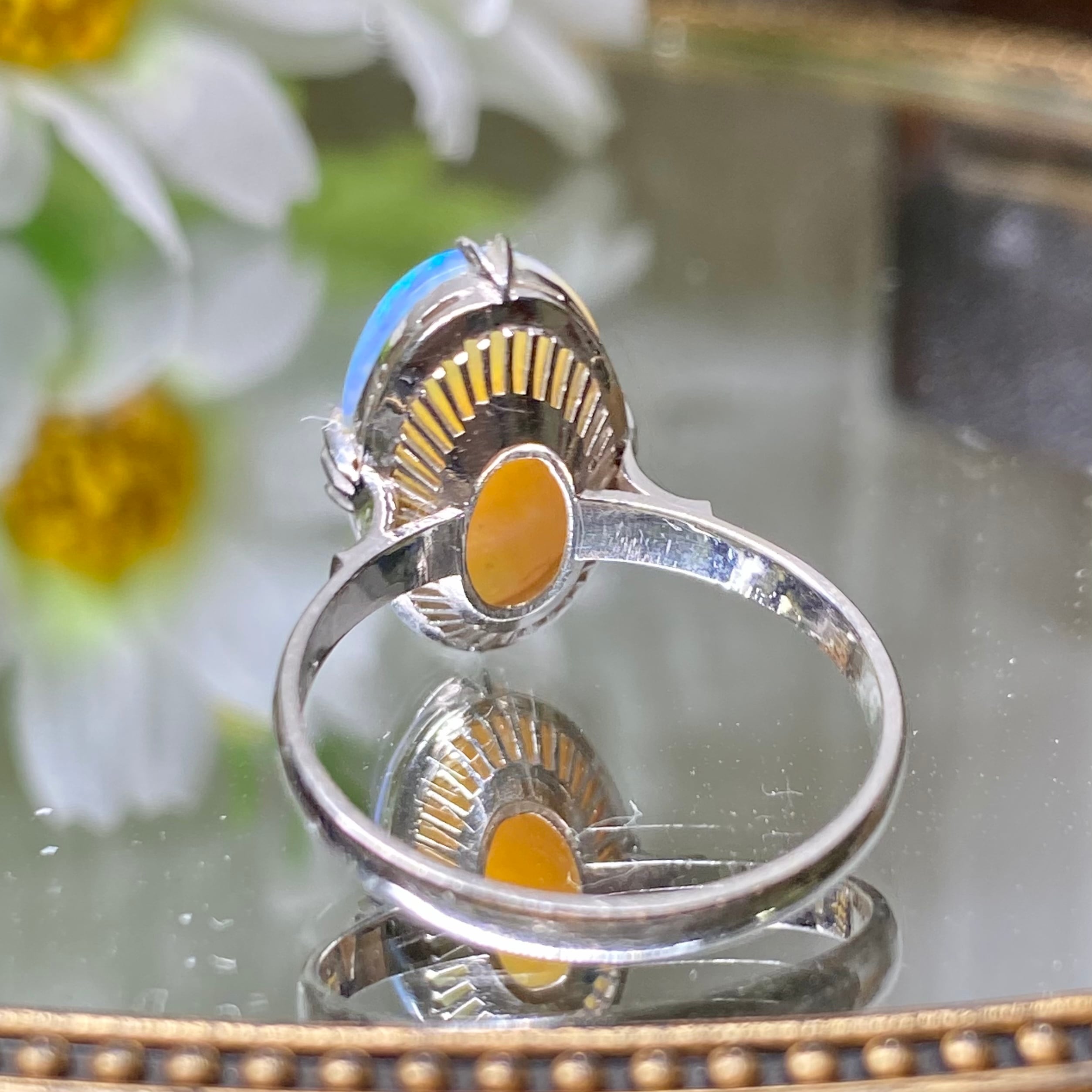 昭和の懐かしい指輪 Japanese Traditional ring k14WG オパール