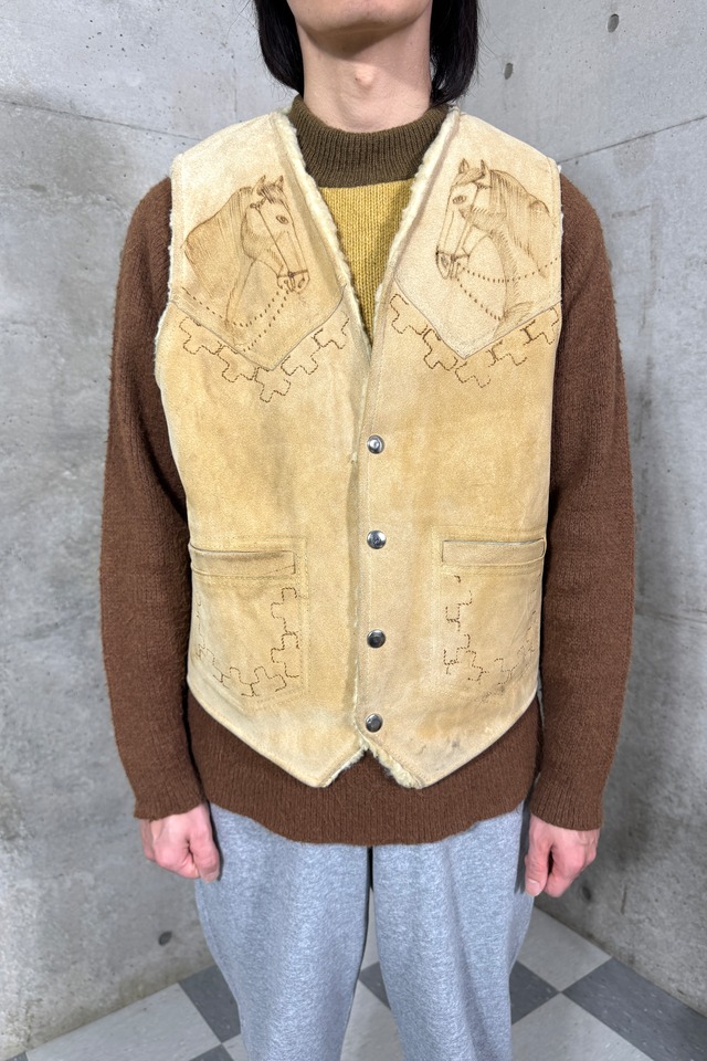 vintage suède boa vest