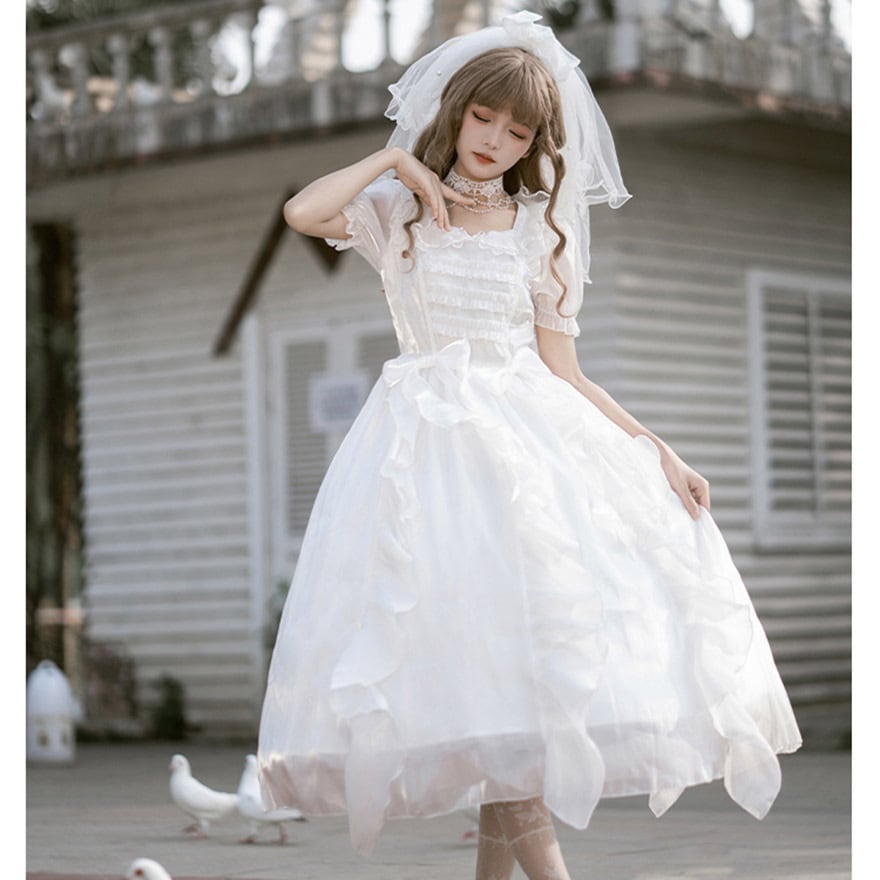 後ろリボンが可愛い　姫系　150cm 155cm ドレス　演奏会　花嫁衣装 da587c0_3.jpg