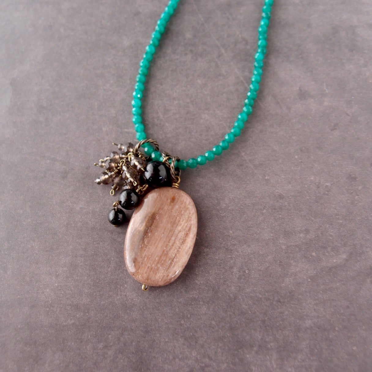 Green jade Charm Necklace Set/グリーンジェード チャームネックレスセット