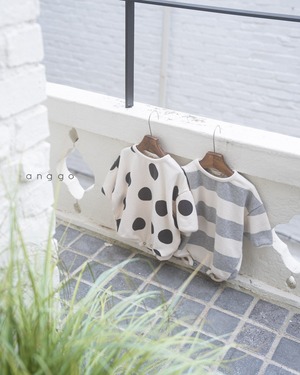 【anggo】デニッシュロンパース ドット 60〜80cm  240103