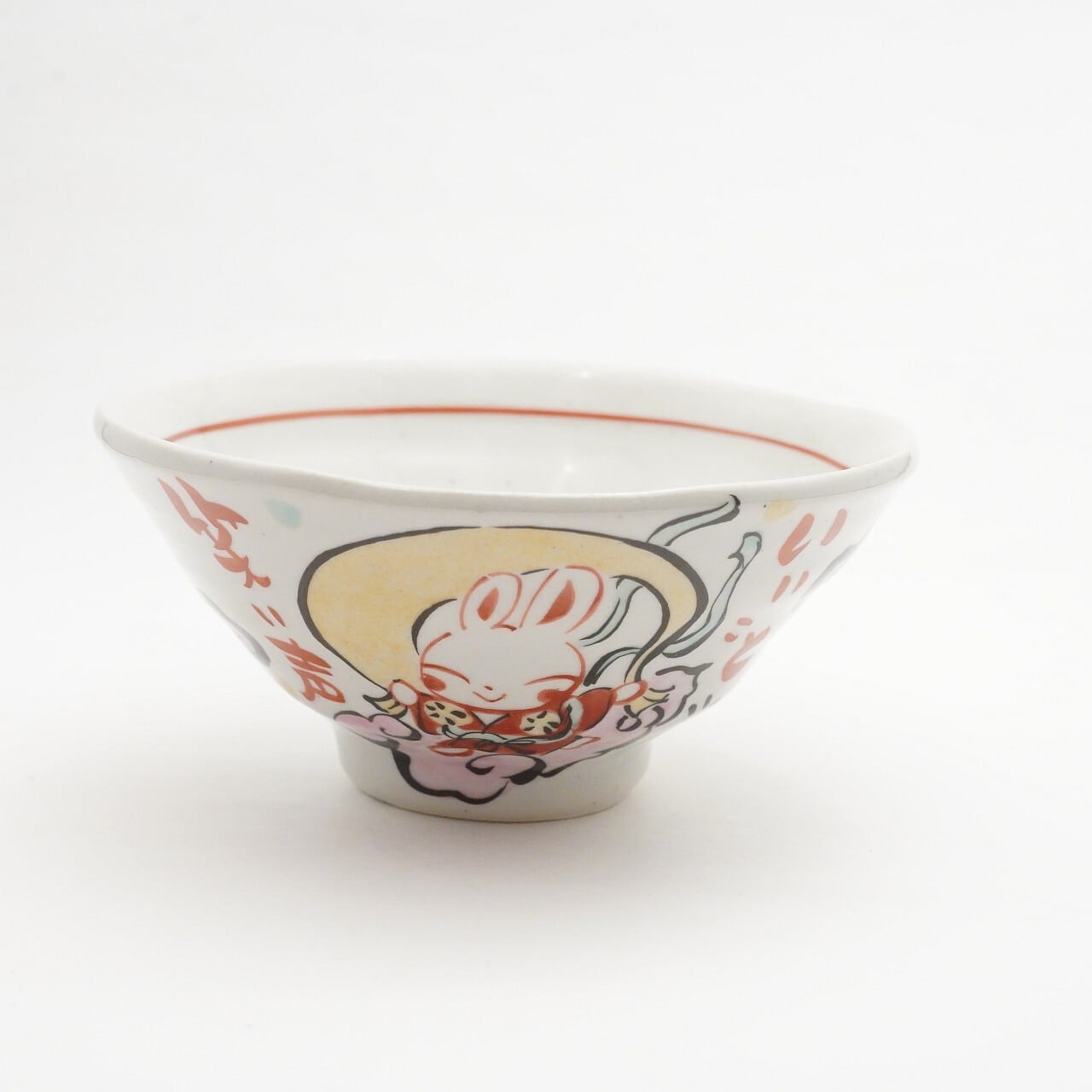 【夕立窯】夕立うさぎ飯碗 大 風神 17-B