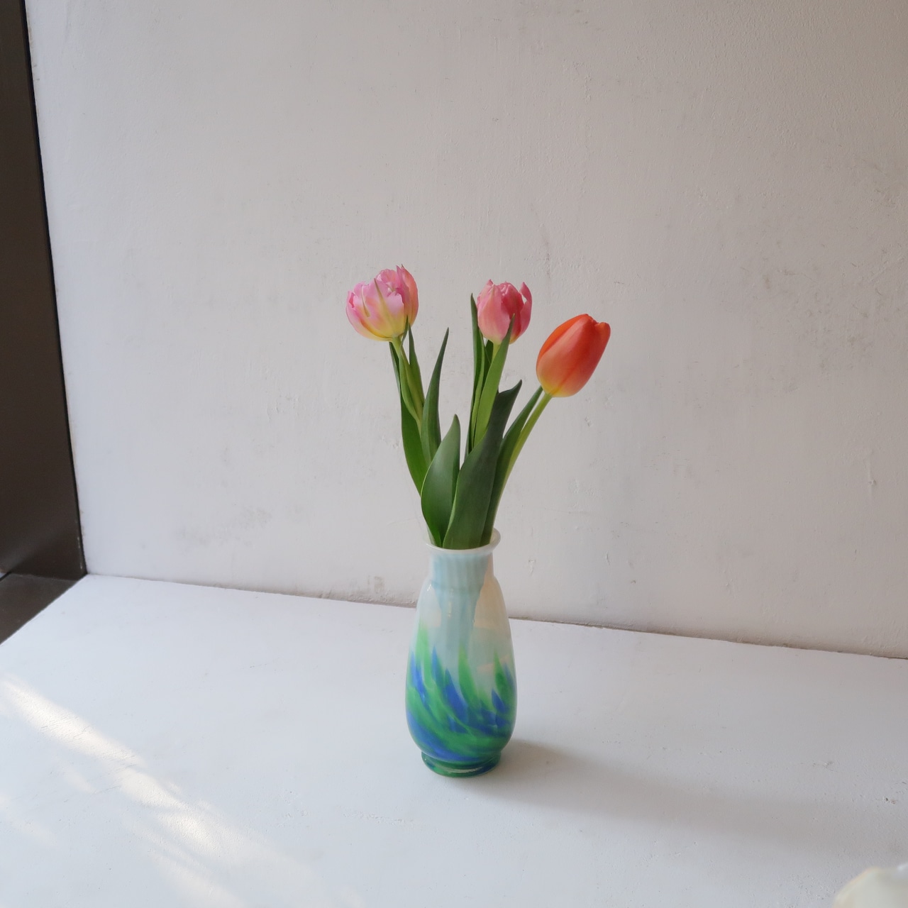 ブルーグリーンマーブルの花瓶