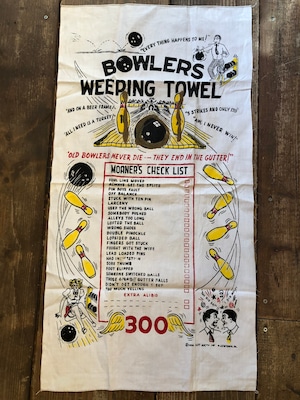 BOWLING TOWEL''BOWLERS WEERING TOWEL"/ボーリングタオル USA 50's ビンテージ 希少