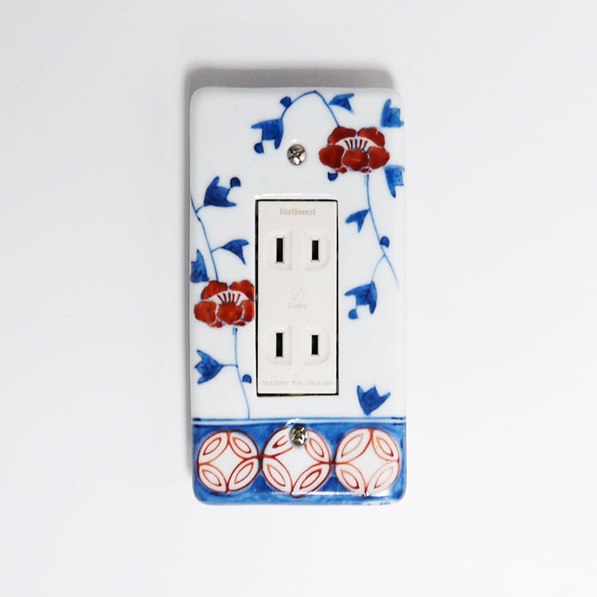 スイッチプレート 赤牡丹(3穴)