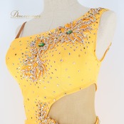 社交ダンス 衣装 ラテン ドレス ワンピース ラテンドレス 黄色 軽い デモ 競技 パーティ 発表会 イエロー系 おしゃれ デザイン かわいい パーティードレス 発表会衣装 デモ用ドレス ラテンダンス衣装 社交ダンス衣装 女性用 ドレス Mサイズ 競技用ドレス