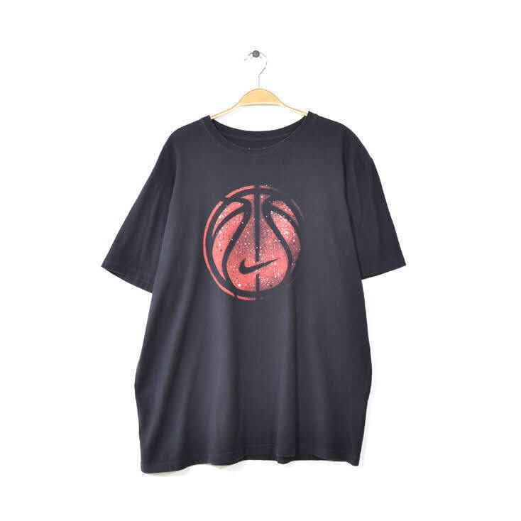 ナイキ バスケットボール コットン クルーネック 半袖 Tシャツ ブラック メンズXL 大きいサイズ NIKE アメカジ 古着 @BB0433