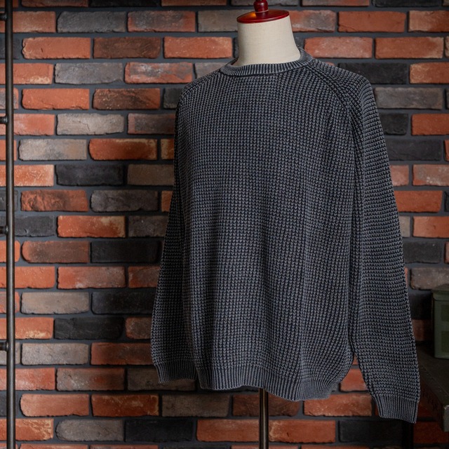 【Authentic Reproduction Products®】"Fade Black" CTTN Waffle Knit Mineral Breach P/O Sweater 新品 ブリーチニット 黒 コットン100% セーター フリーサイズ