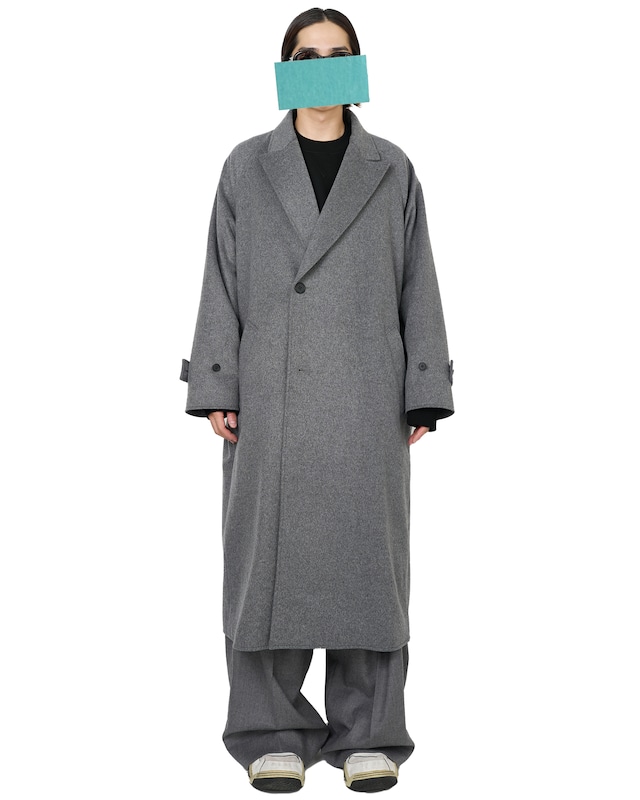 ssstein "WOOL CASHMERE OVERSIZED PEAK LAPEL CHESTER COAT〔GREY〕"
