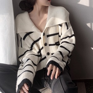 ボーダーニットセーラーカーディガン　２color　00717