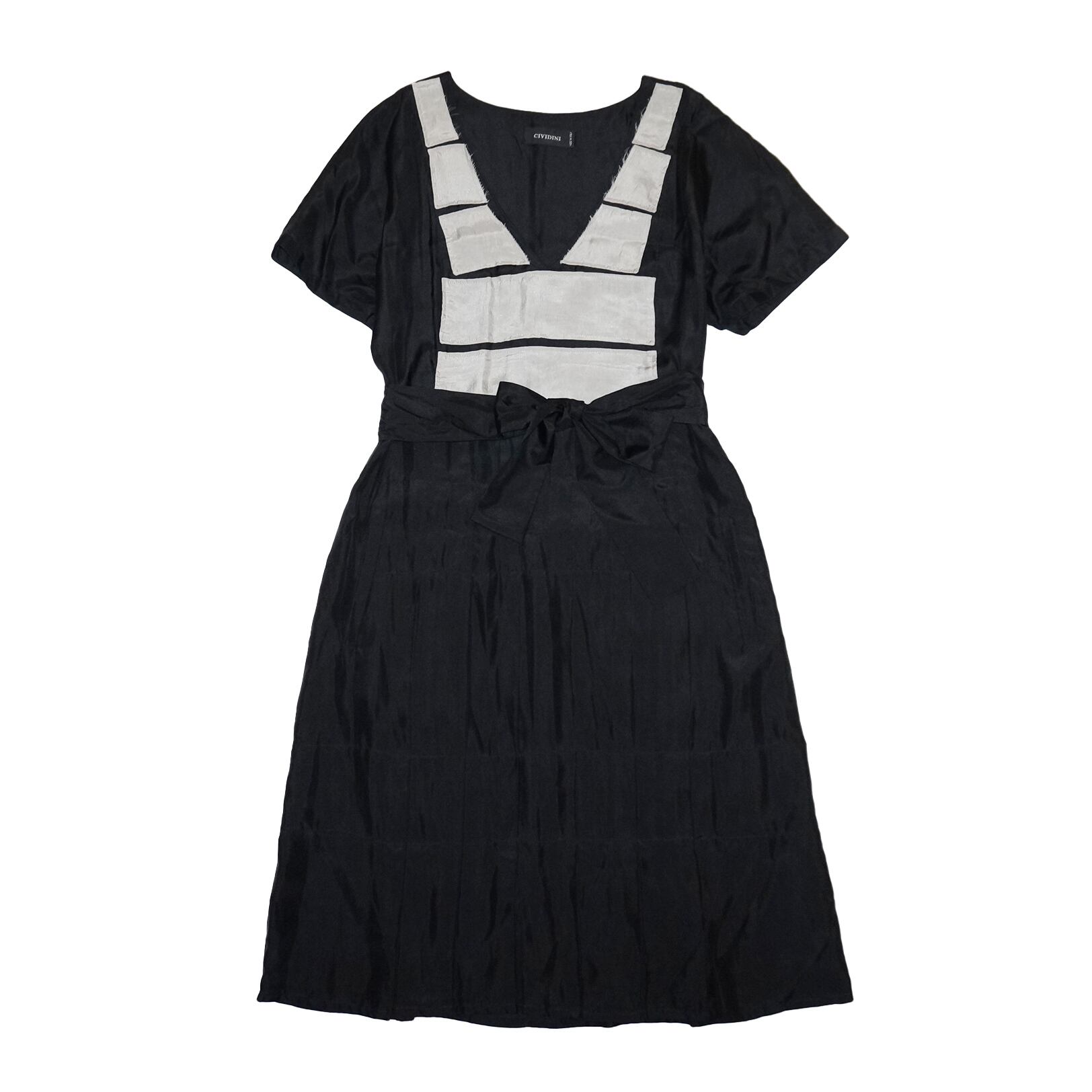 cividini front patch silk black dress | PAY ID