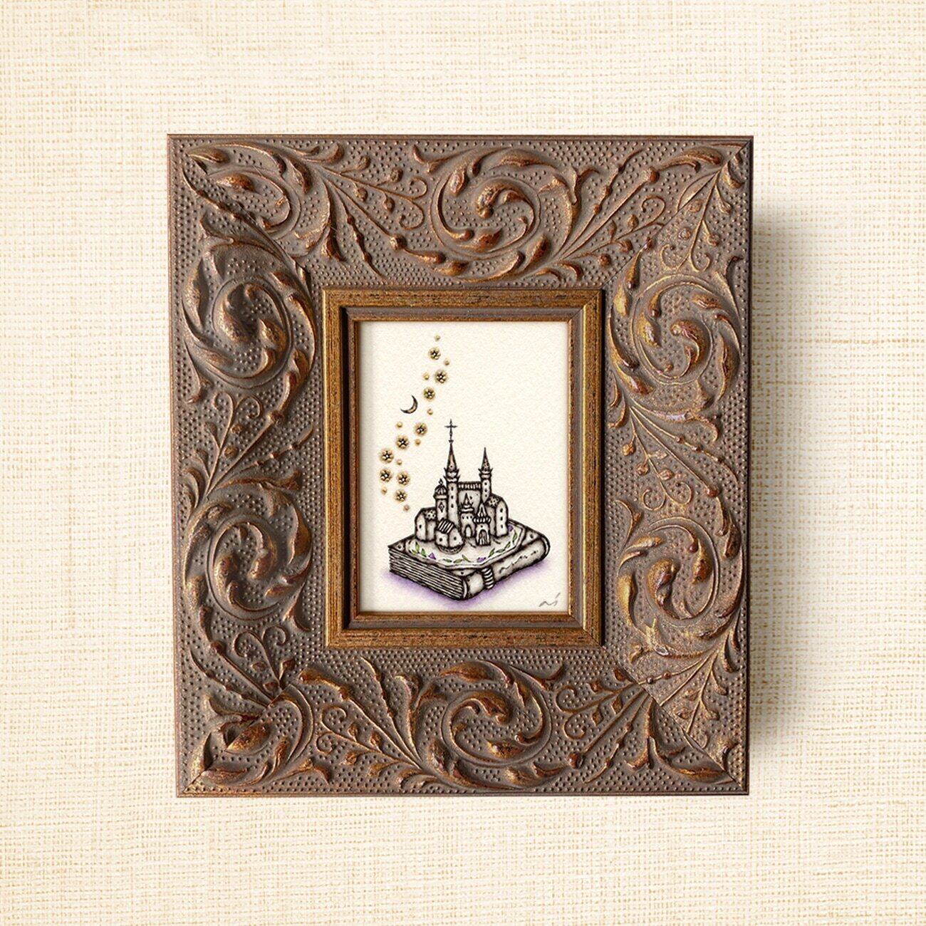 ミニ額縁 原画【 まくらもとで 】 | 小笠原あり ari ogasawara art gallery