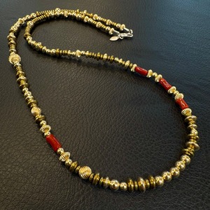ブライト（Bright）ネックレス（Wave S Hematite All Gold）血赤珊瑚 60cm
