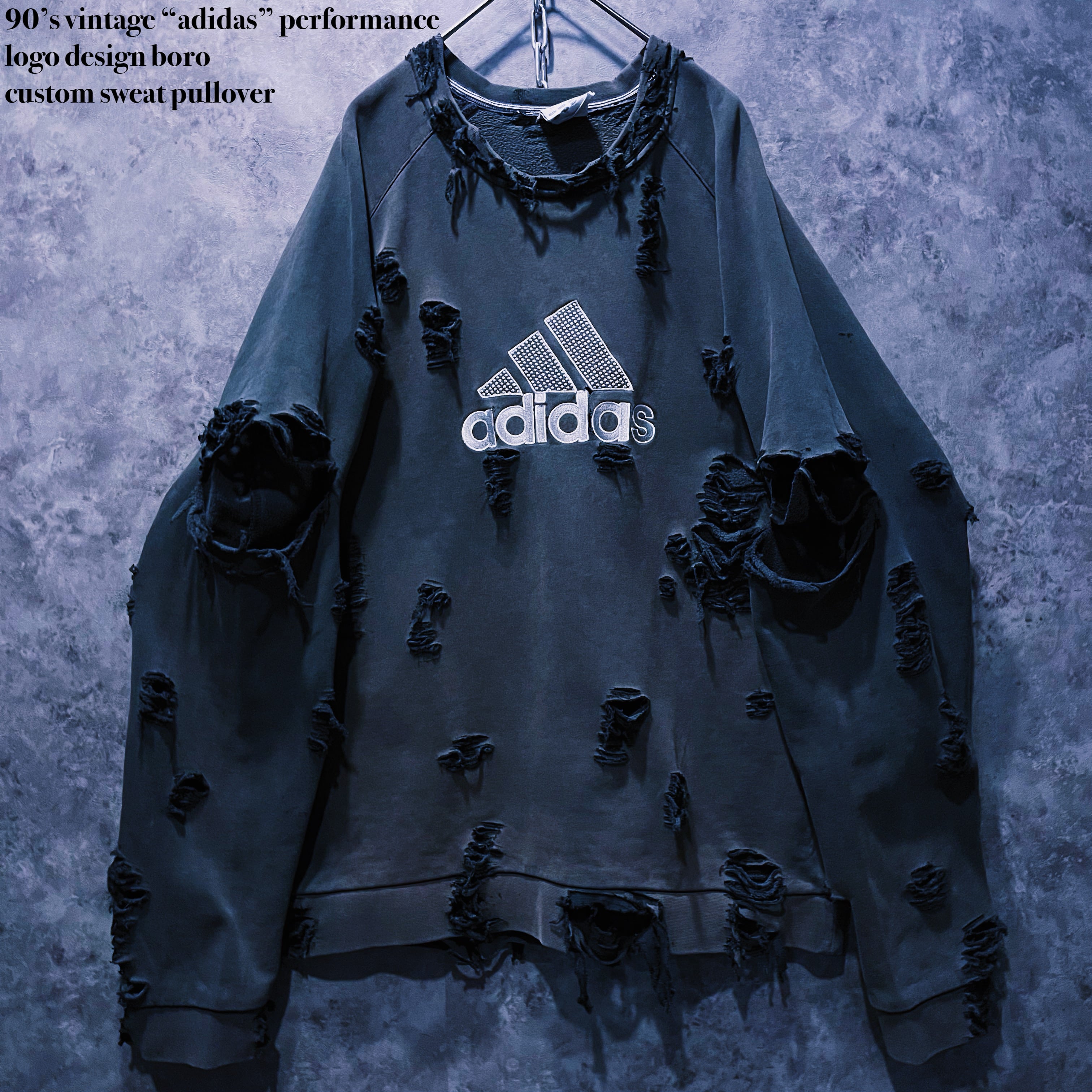 【doppio】90’s vintage “adidas” performance logo design boro custom sweat pullover