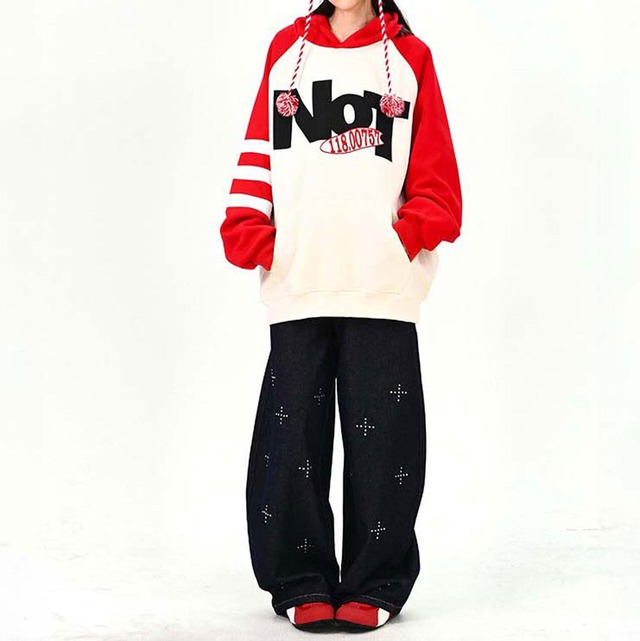 ロゴラインラグランストリートフーディ 3col   R01649