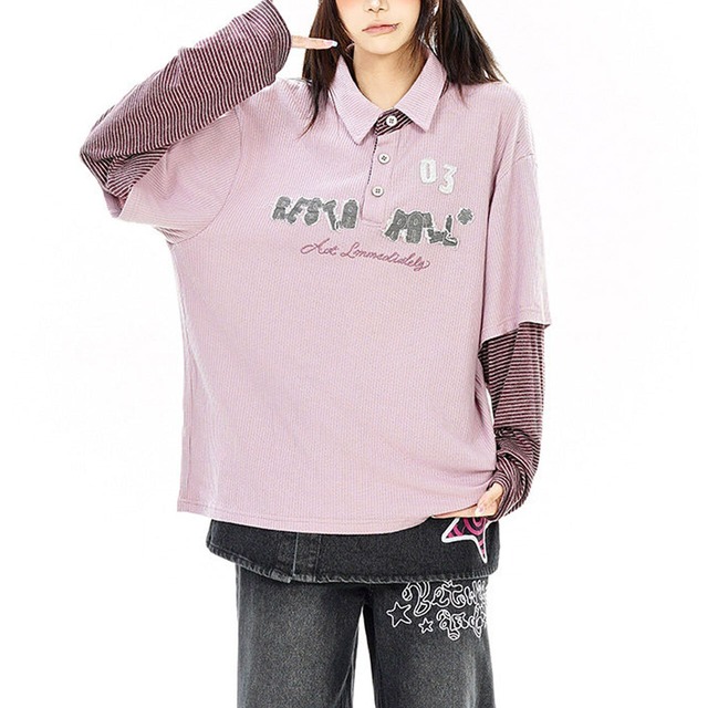 レトロドッググラフィックロングスリーブ 2col   R02620