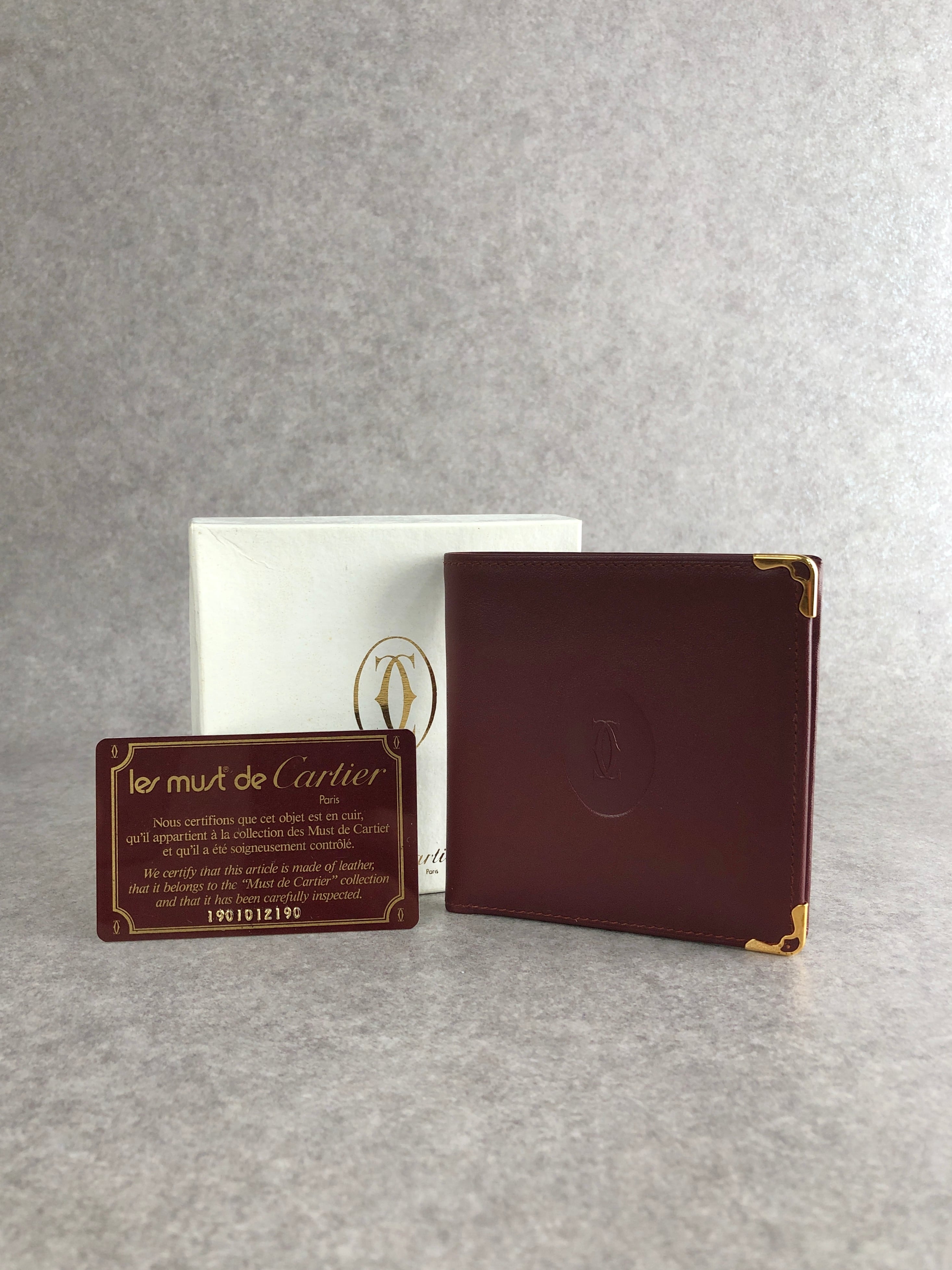 Cartier カルティエ マストライン 財布 ボルドー レザー 二つ折り vintage ヴィンテージ オールド ustkxg