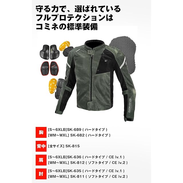 KOMINE] バイク用 ジャケット プロテクトフルメッシュジャケット JK