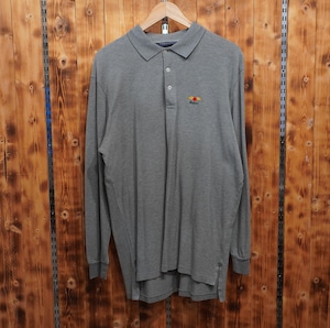 pologolf ralphlauren ペルー製 長袖 ポロシャツ L/ラルフローレン グレー