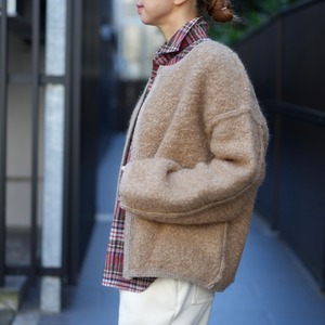 unfil(アンフィル) mohair & shetland wool jumbo loop knit jacket light camel UW-140