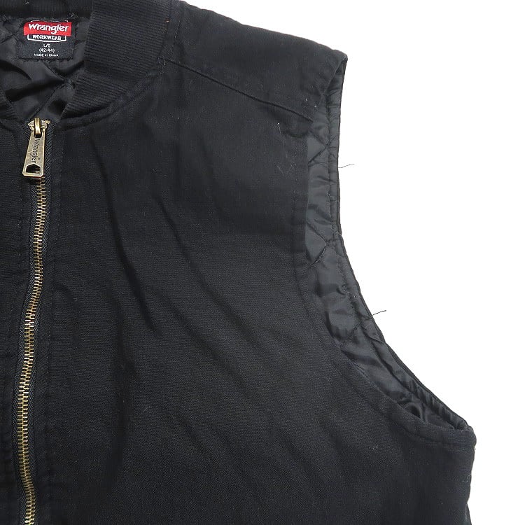 古着 ラングラー Wrangler 中綿 ジップアップ ベスト ブラック 表記：L