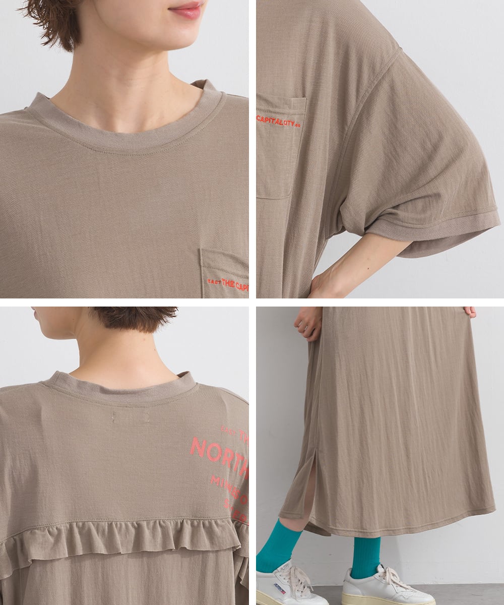 J262049 【接触冷感シリーズ】 カノコフリルポケットワンピース / Cool