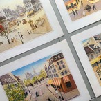 パリの風景　エッフェル塔　街角のカフェナイーブ　素朴　プリントアート 12psca7-１