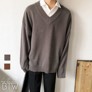 【韓国メンズファッション】ニット Vネック セーター 長袖 無地 シンプル ゆったり カジュアル BW1951
