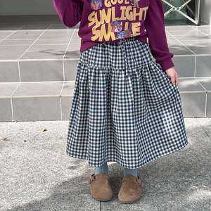 秋チェック柄リネンスカート